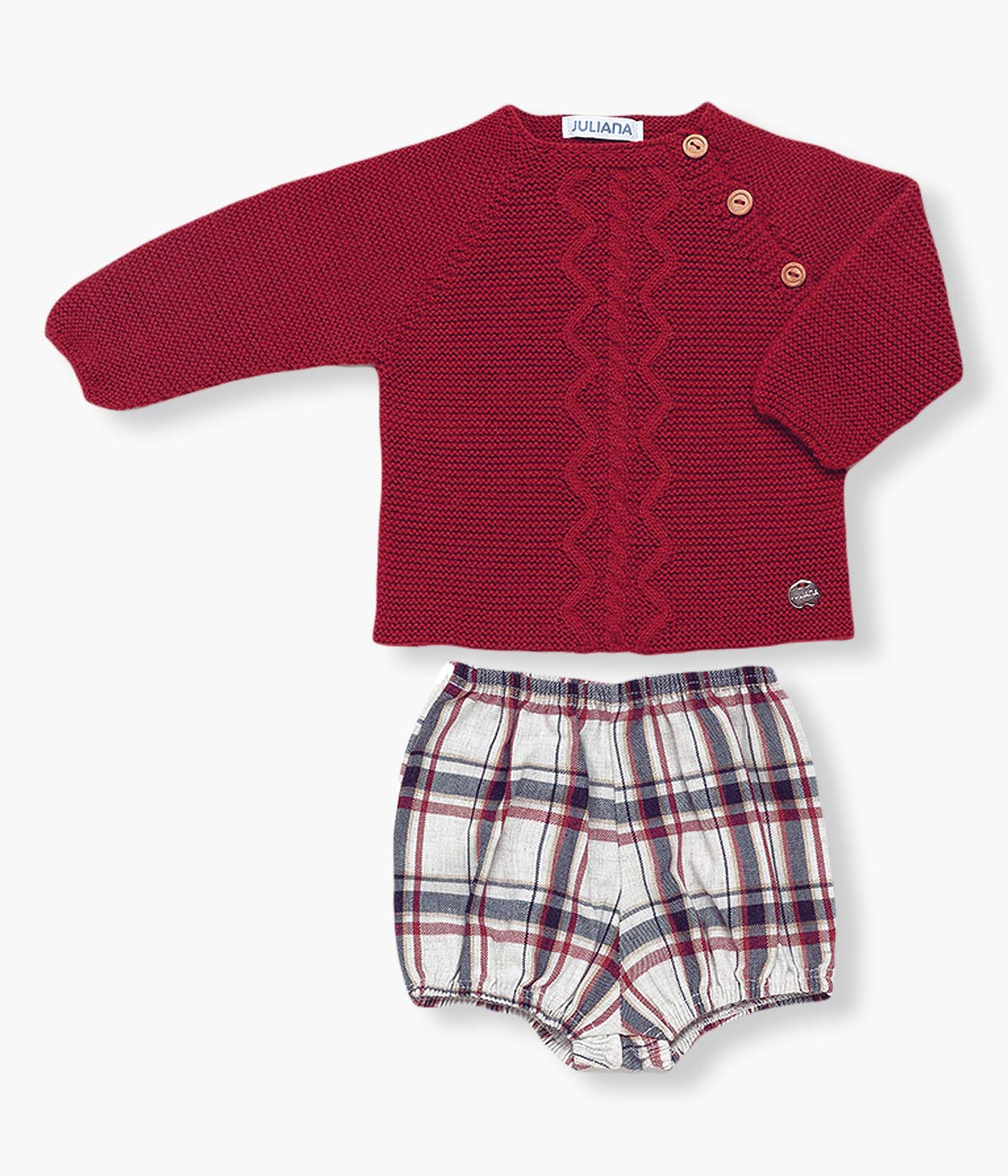 Conjunto de Malha com Lã e Algodão para Bebé 2pc - Bordô