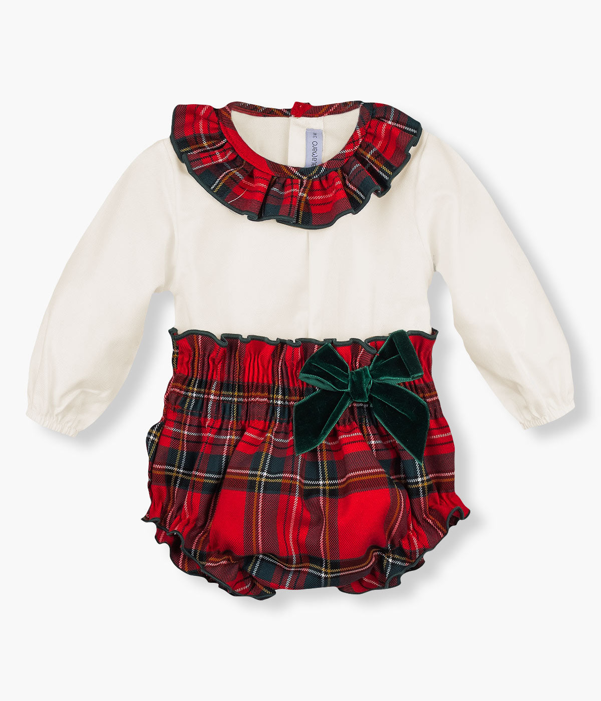 Conjunto para Bebé Menina Xadrez 2pc - Pérola e Bordô