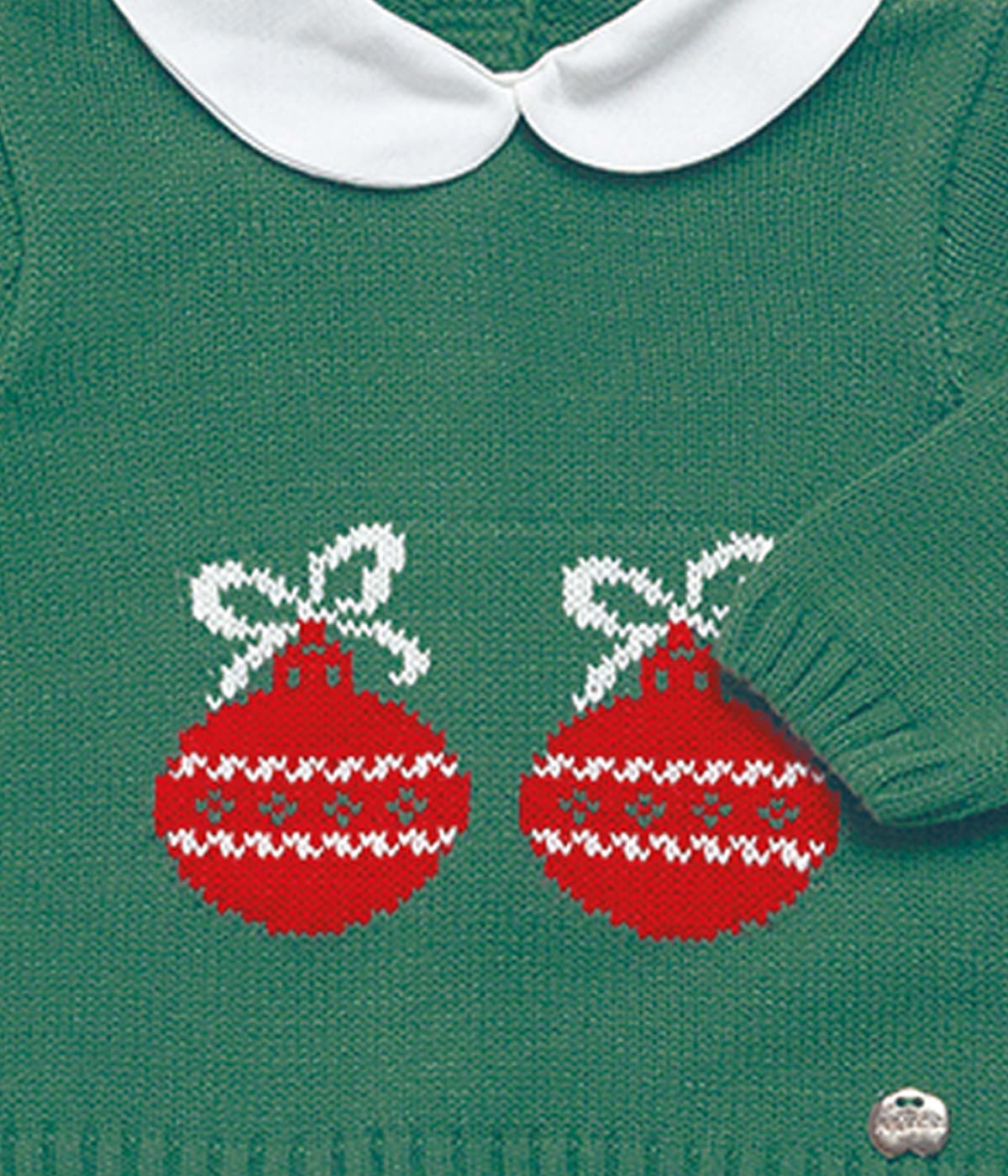 Conjunto de Malha e Algodão Bebé Bolas de Natal 2pc - Verde