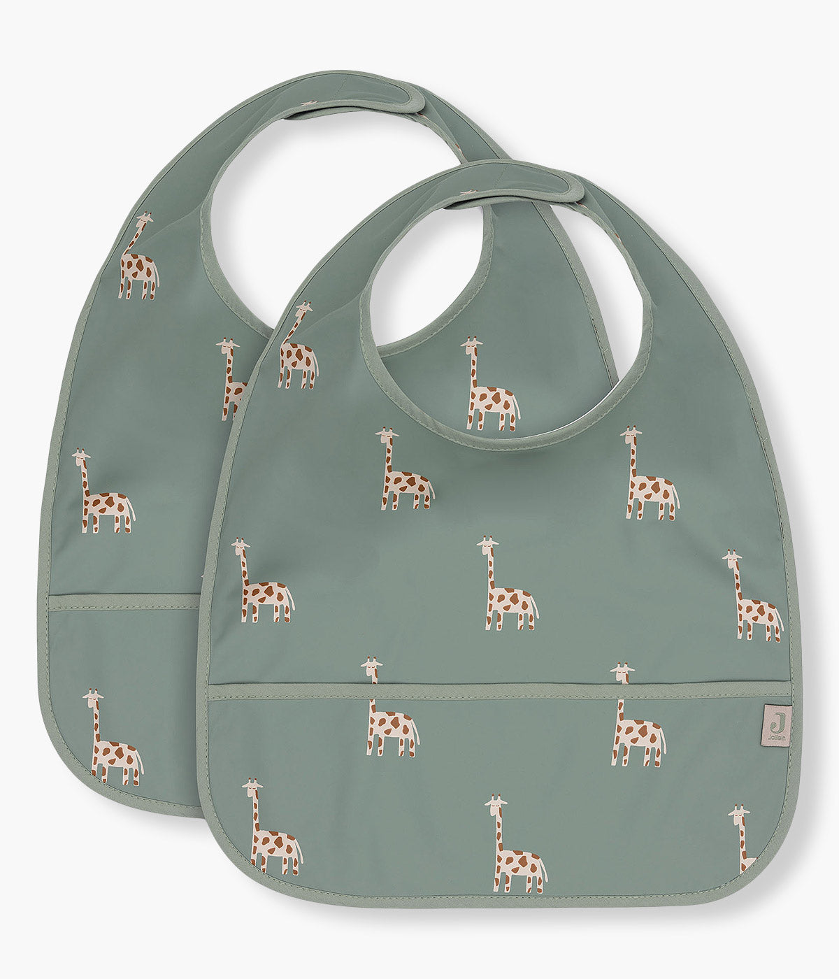 Jollein Pack 2 Babetes Impermeáveis com Bolso Girafas - Verde