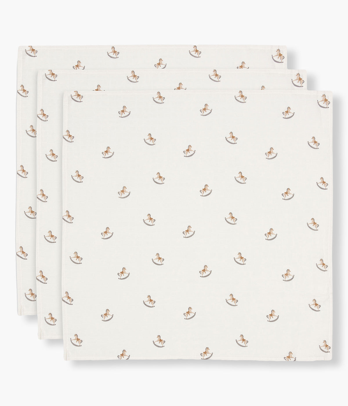 Jollein Pack 3 Fraldas Musselina Algodão Cavalos Madeira