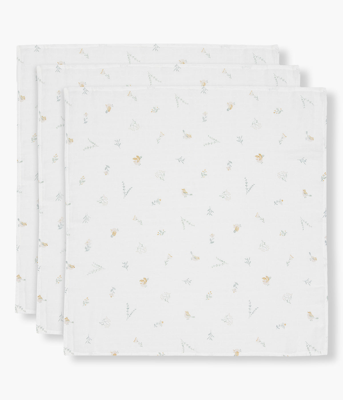 Jollein Pack 3 Fraldas Musselina Algodão Pássaros - Branco