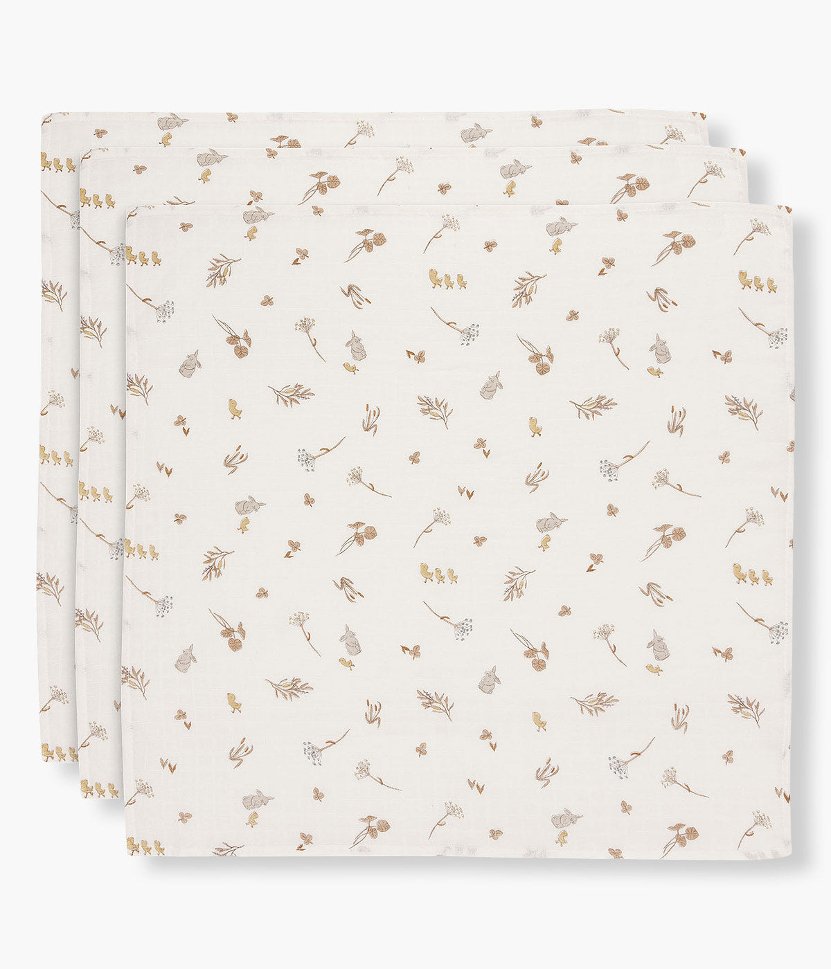 Jollein Pack 3 Fraldas Musselina Algodão Animais da Quinta