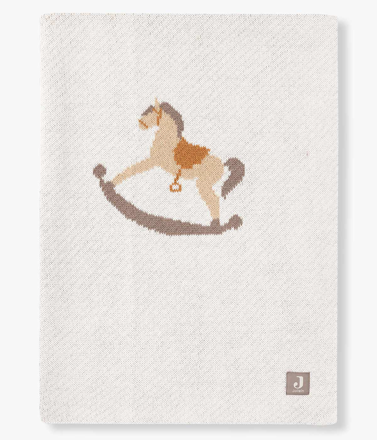 Jollein Manta de Malha para Bebé Cavalos de Madeira - Pérola