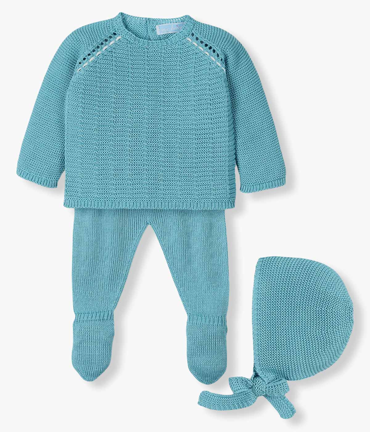 Conjunto de Malha para Bebé 3pc - Azul