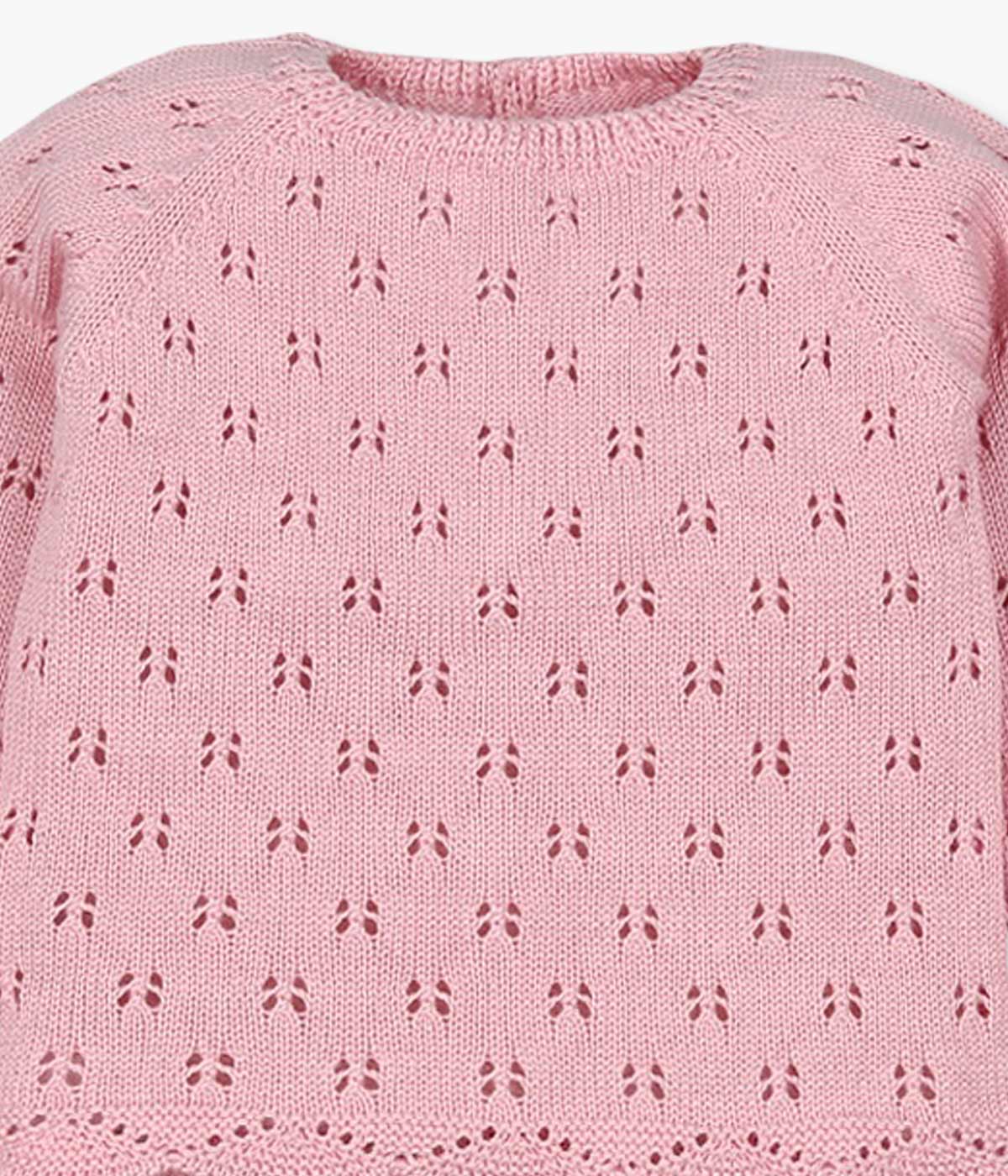 Conjunto de Malha para Bebé Menina 3pc - Rosa