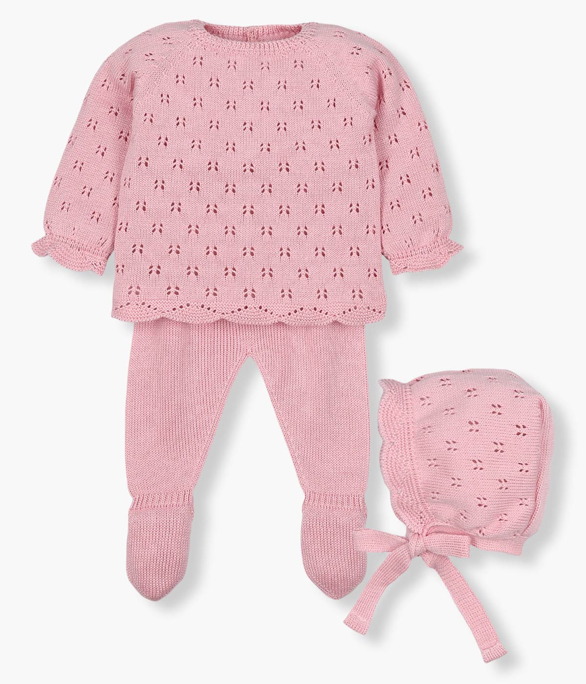 Conjunto de Malha para Bebé Menina 3pc - Rosa