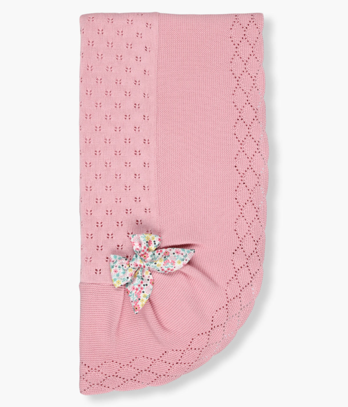 Manta de Malha com Laço Floral para Bebé Menina - Rosa