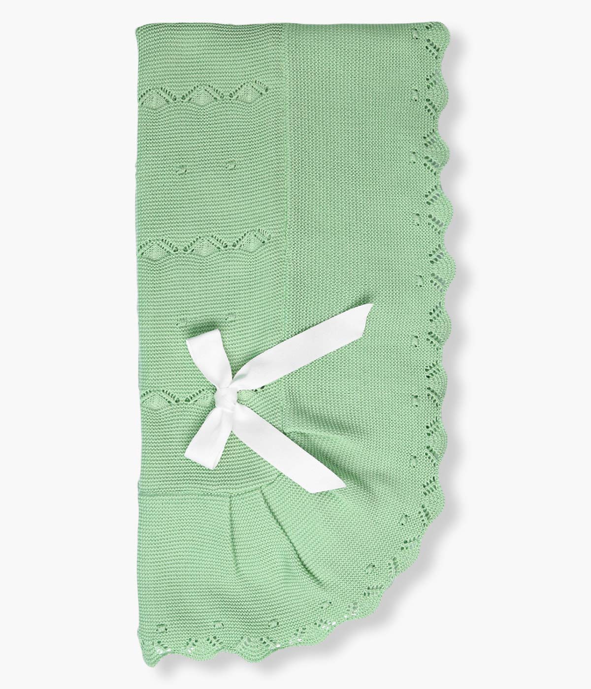 Manta de Malha com Laço para Bebé - Verde Claro