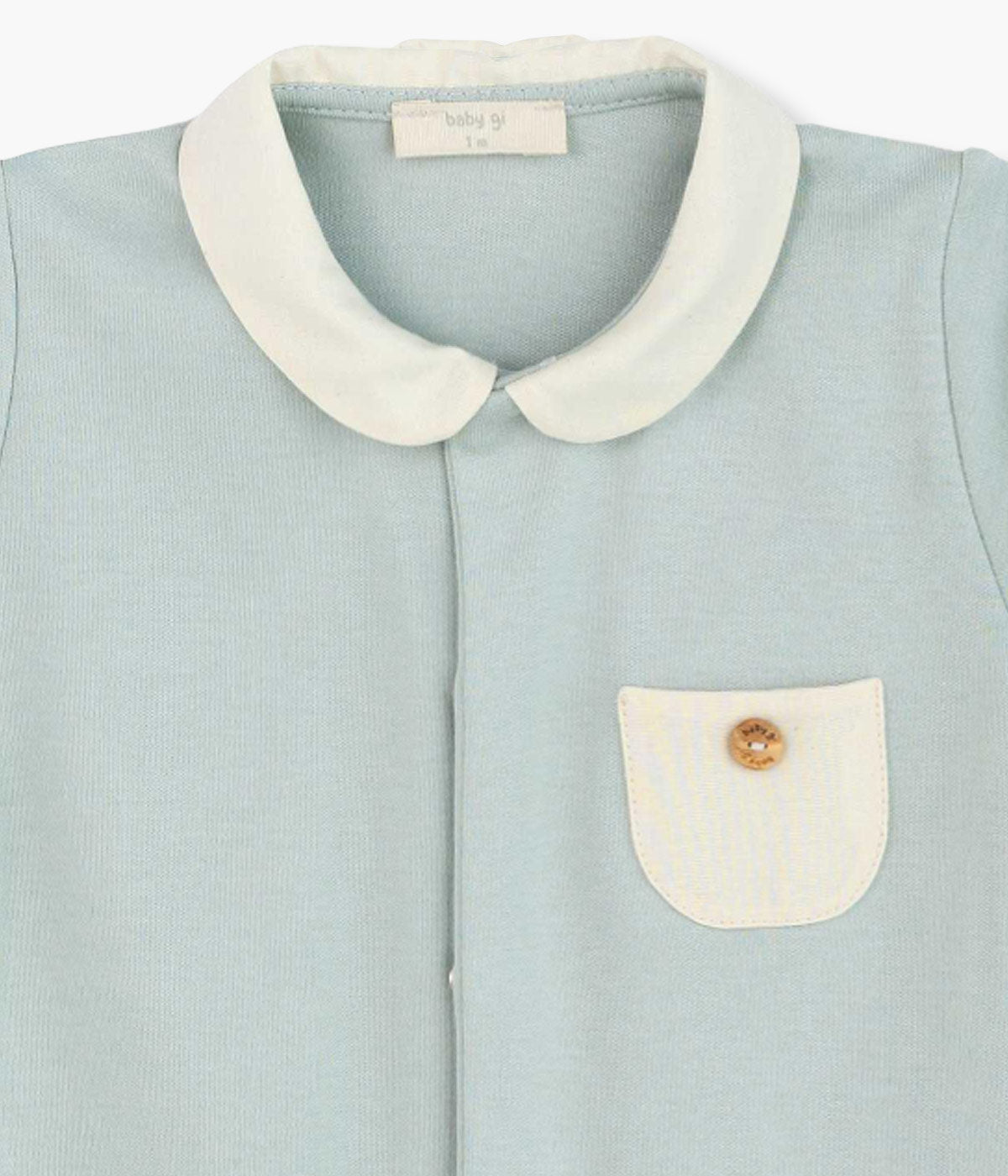 Babygrow em Algodão com Gola para Bebé Menino - Verde Água