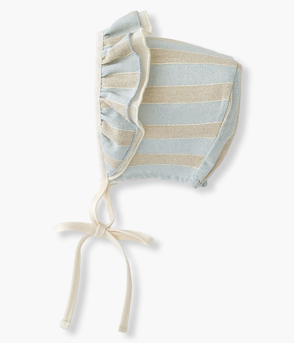 Touca com Folho para Bebé Menina - Azul e Bege