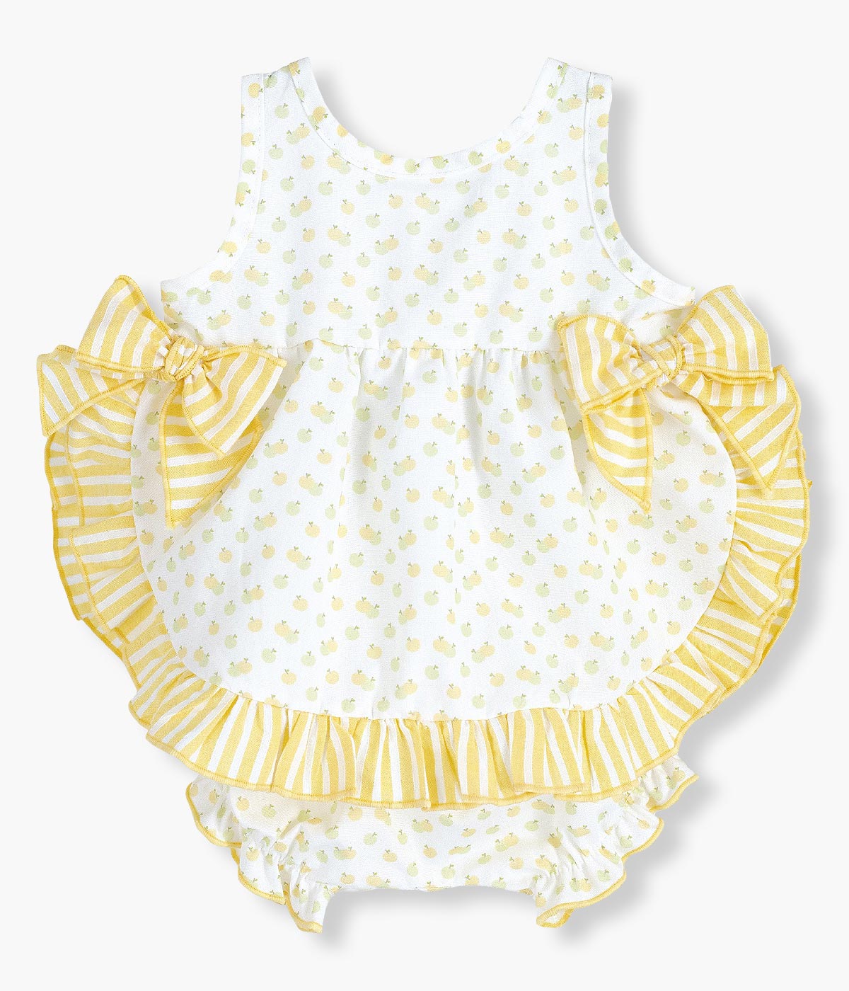 Vestido com Tapa Fraldas em Algodão Bebé Menina Maças 2pc