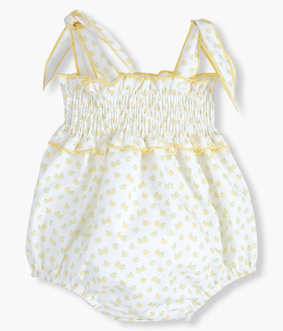 Fofo de Alças para Bebé Menina Maças - Amarelo e Branco