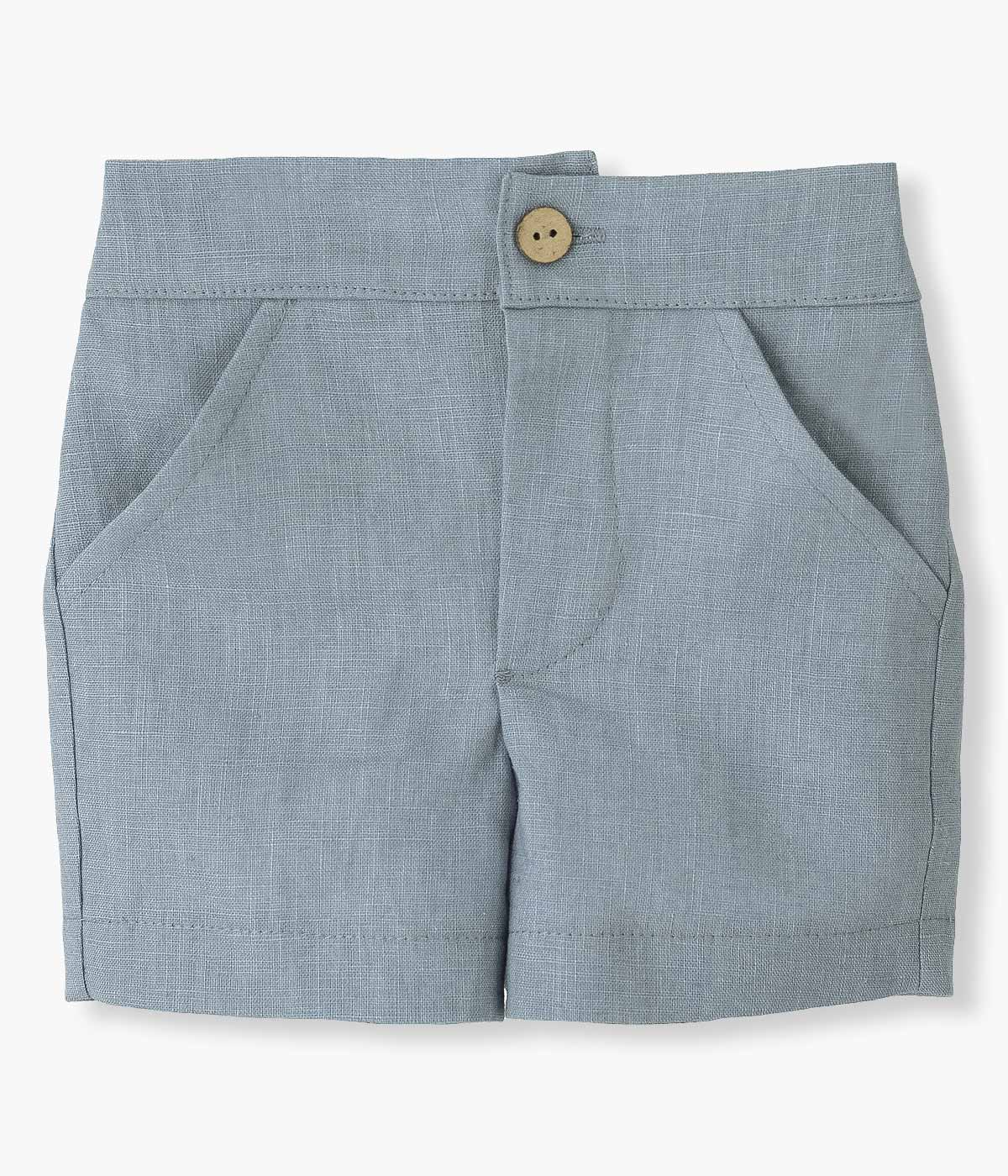 Conjunto em Algodão e Linho para Bebé Menino Vichy 2pc - Azul