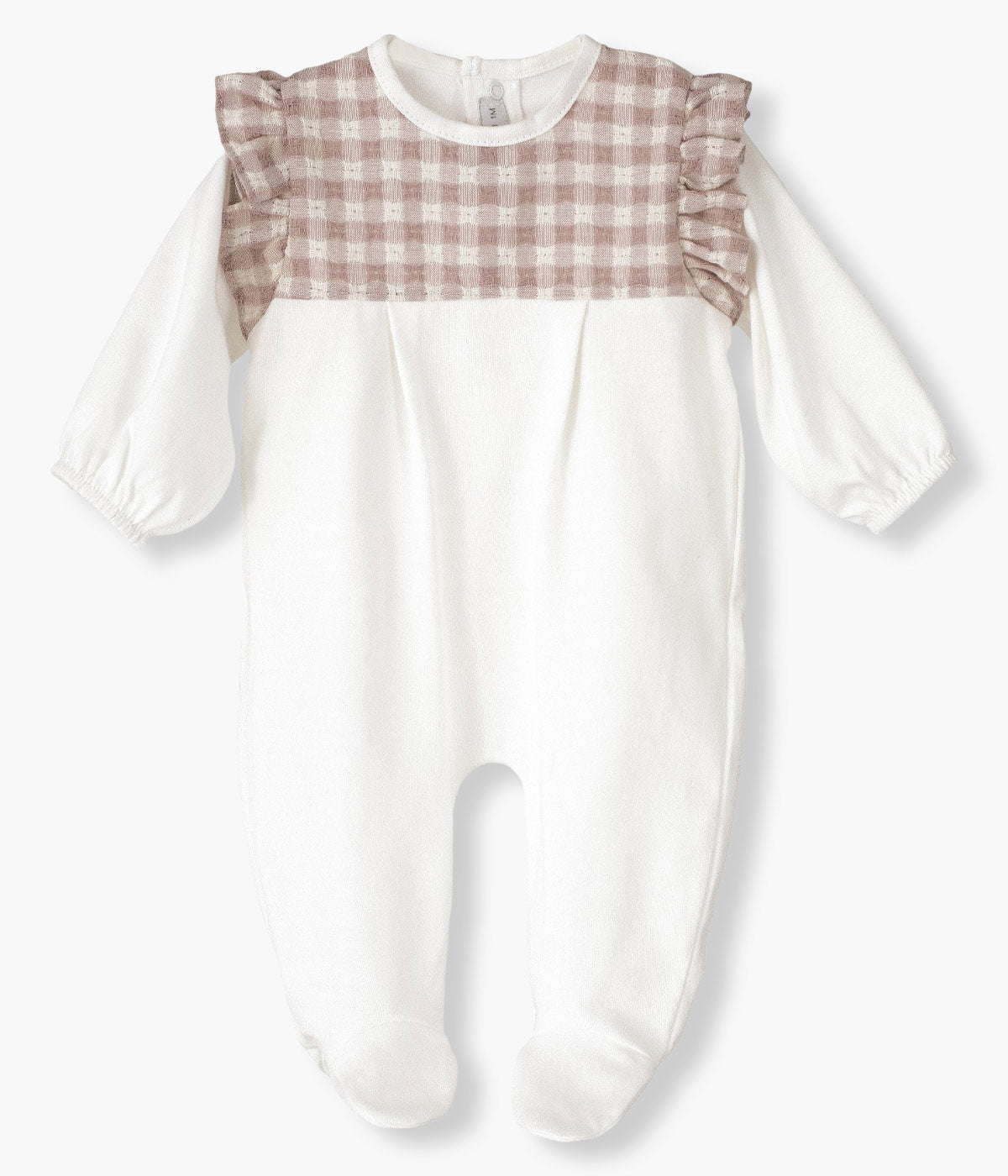 Babygrow em Algodão para Bebé Menina Vichy - Pérola e Rosa