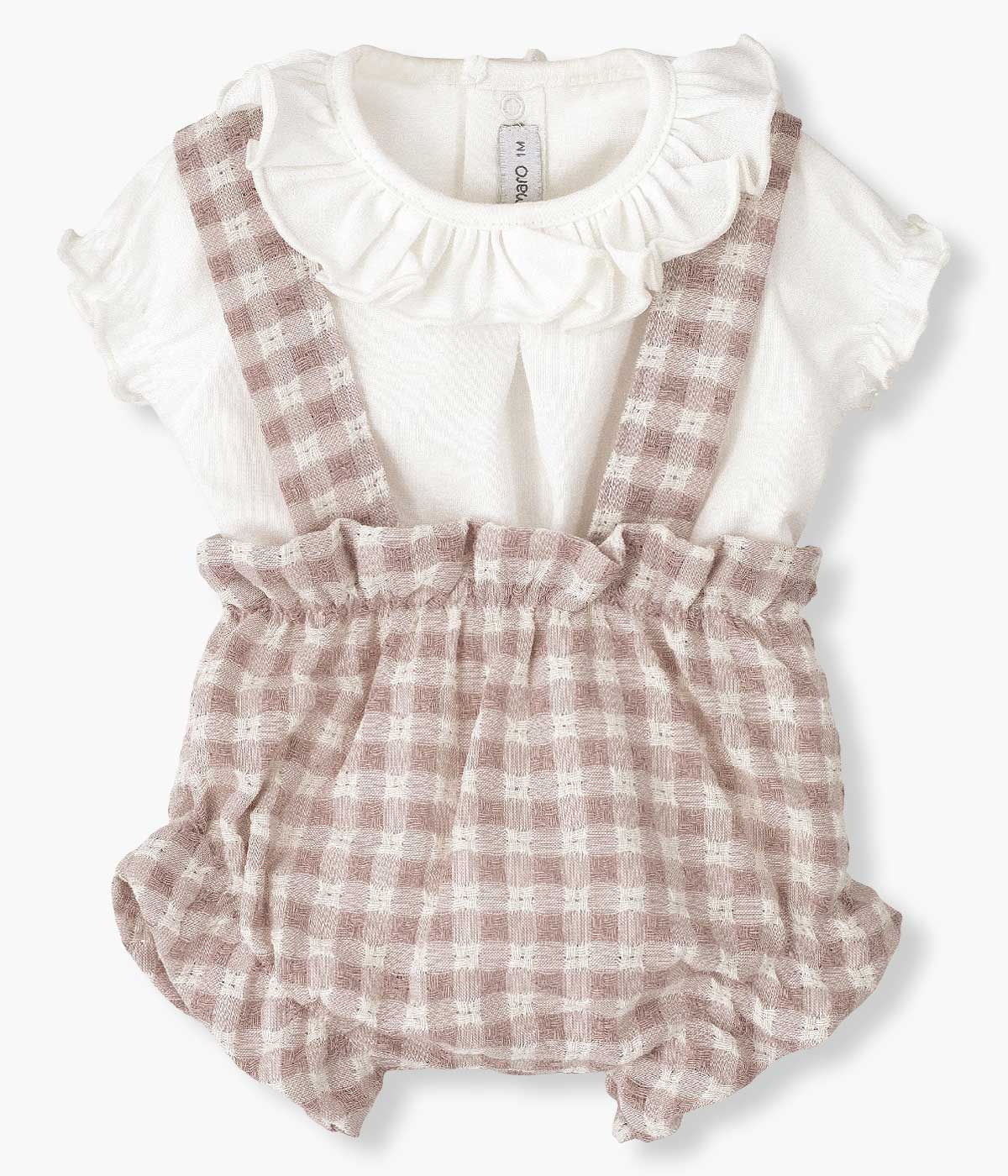 Conjunto em Algodão para Bebé Menina Vichy 2pc - Rosa