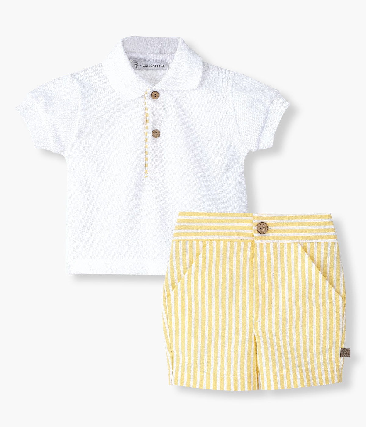 Conjunto para Bebé Menino Riscas 2pc - Amarelo