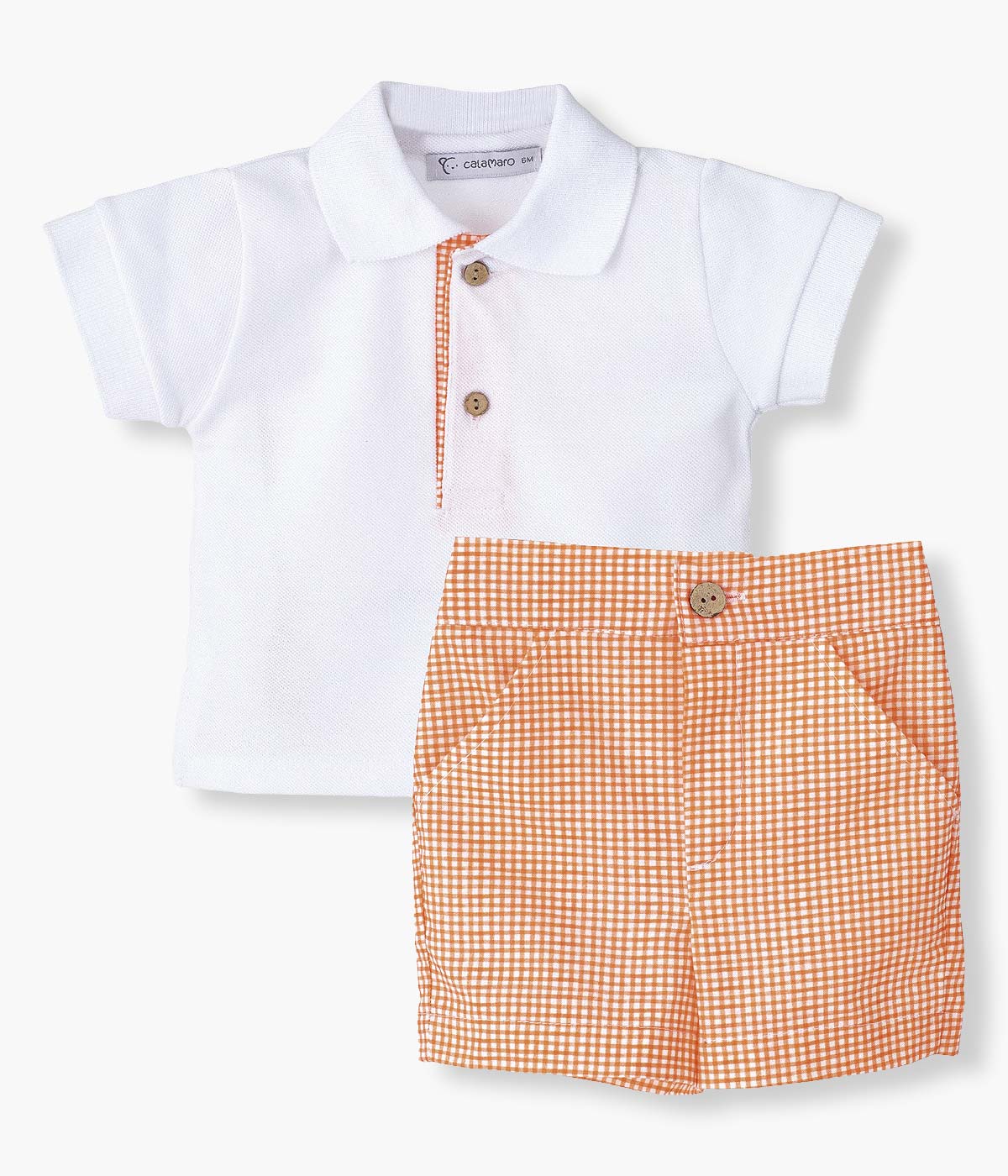 Conjunto para Bebé Menino Vichy 2pc - Laranja