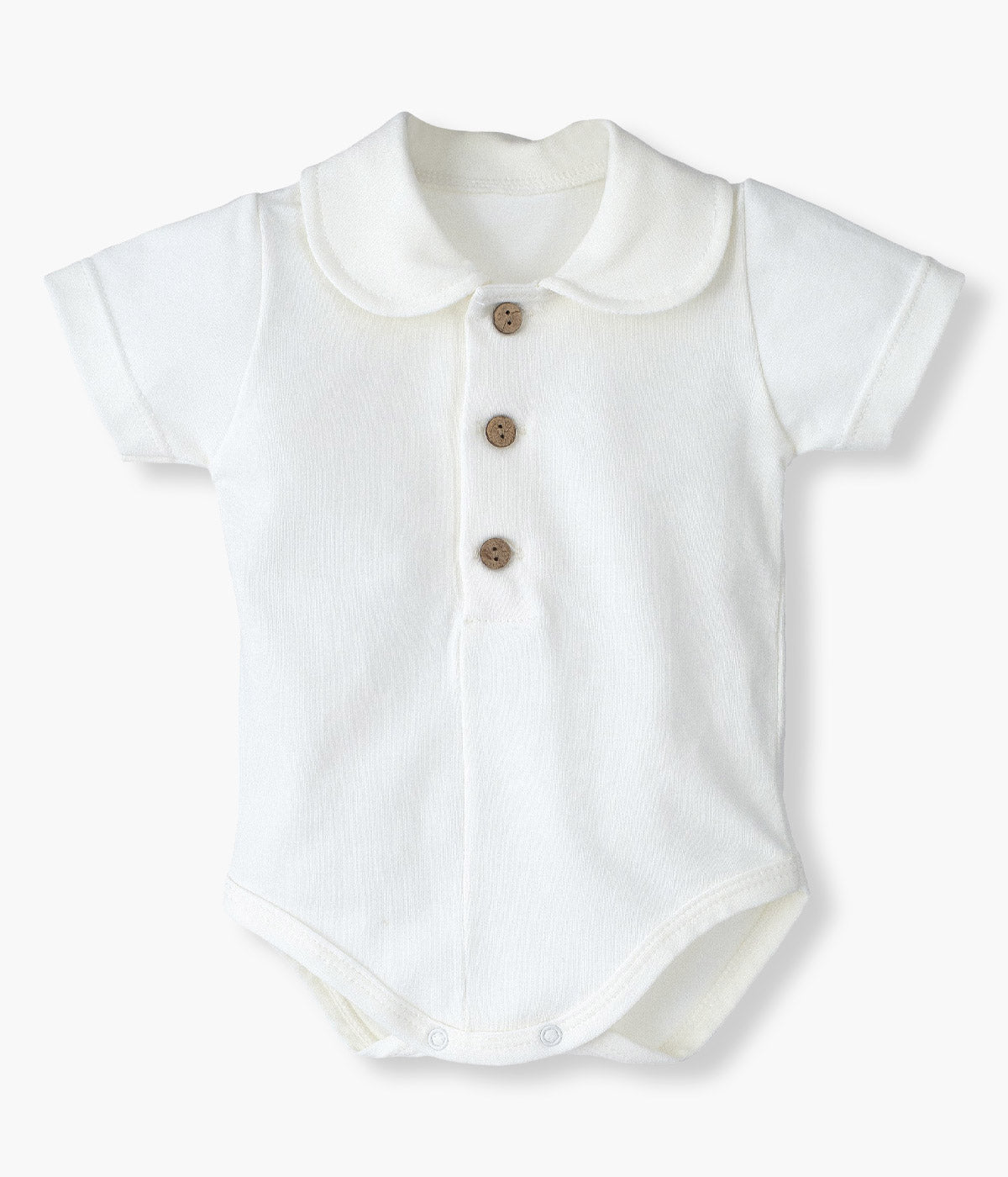 Body Algodão Manga Curta com Gola para Bebé - Pérola