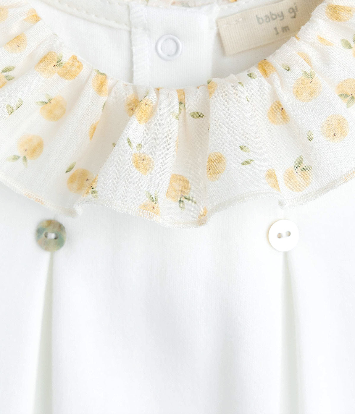 Babygrow em Algodão Gola Folho para Bebé Laranjas - Pérola