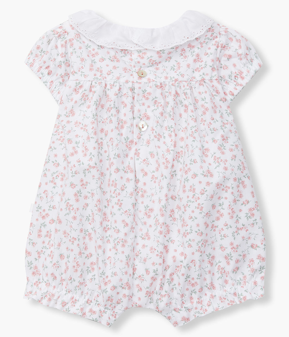 Fofo em Algodão com Gola para Bebé Menina Floral - Branco