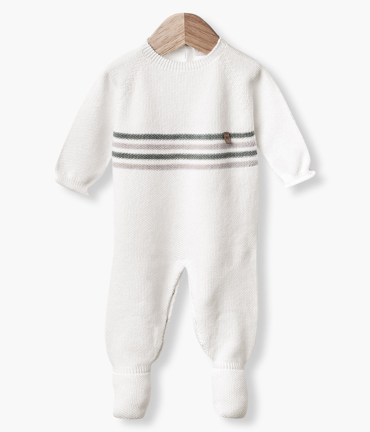 Babygrow em Malha de Algodão Orgânico Bebé Riscas - Pérola