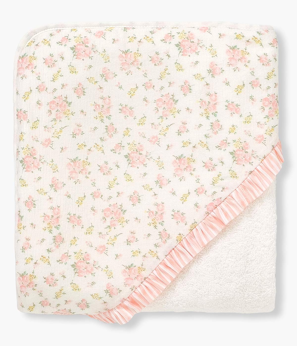 Toalha de Banho Algodão para Bebé Menina Floral - Pérola