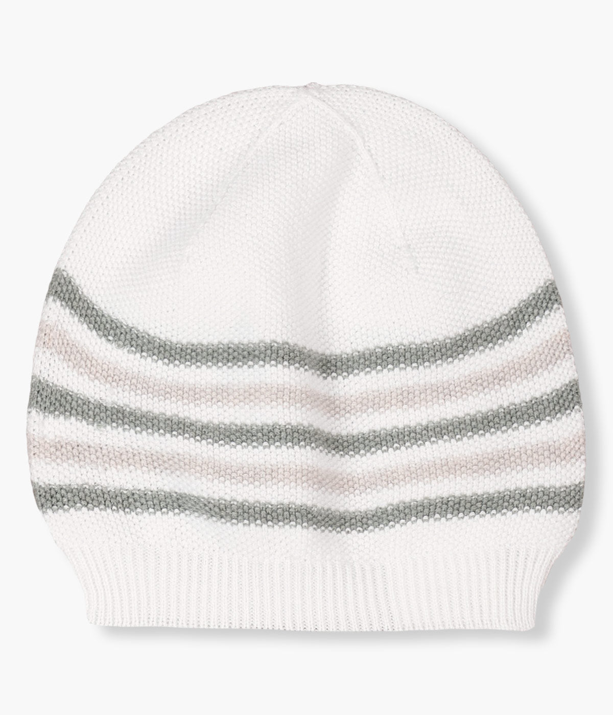 Gorro em Malha Algodão Orgânico Bebé Riscas Wedoble - Pérola