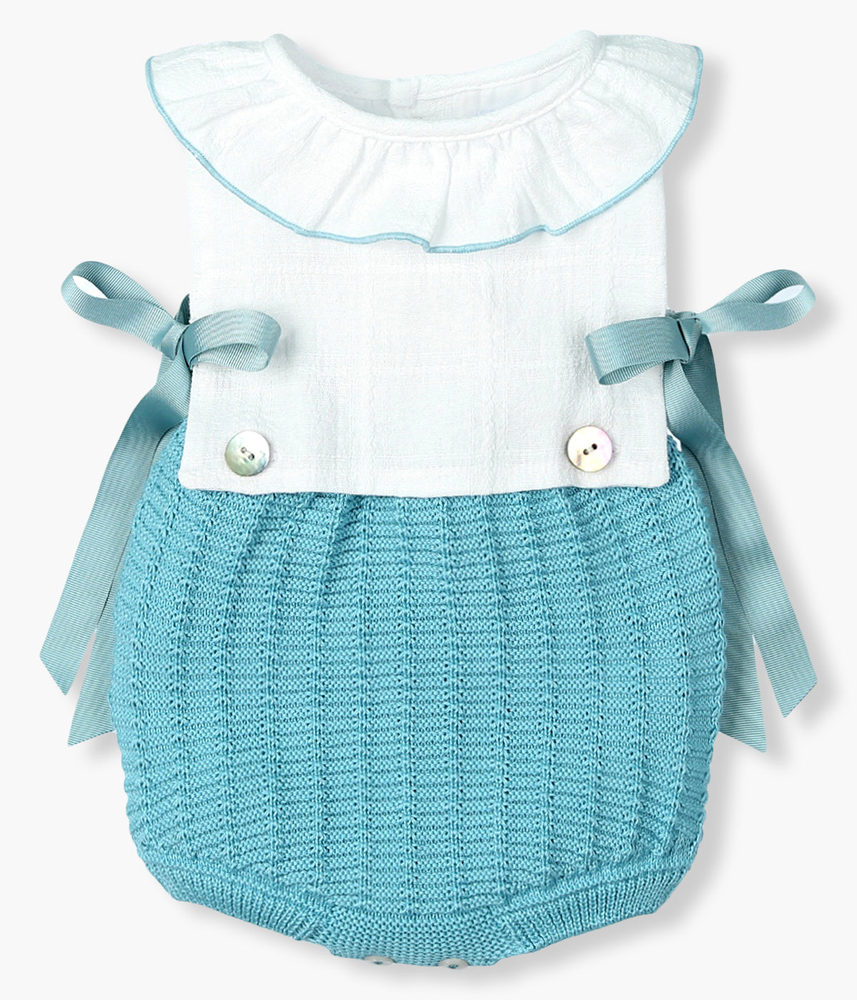 Fofo Malha e Algodão com Gola para Bebé Menina - Azul