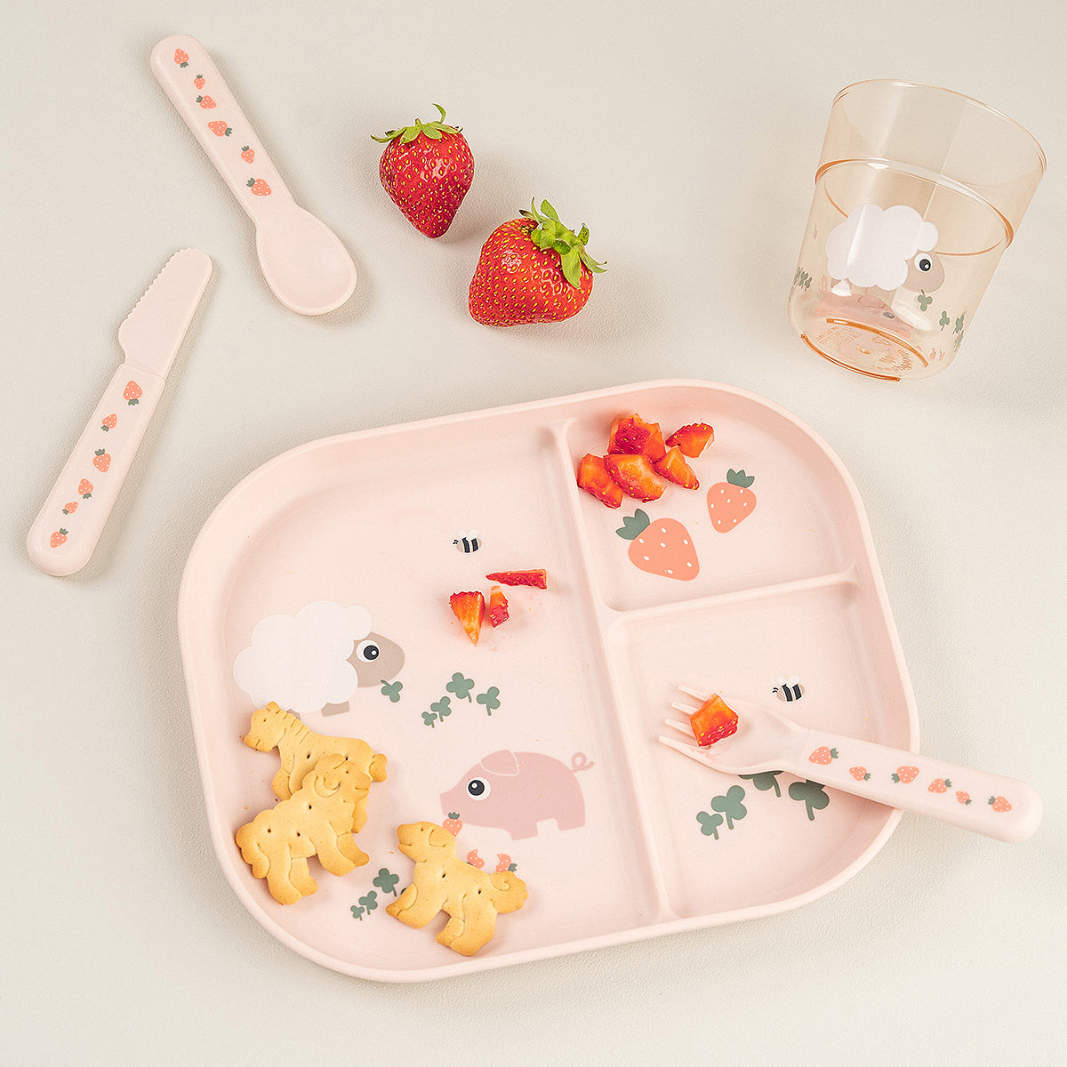 Prato c/ Divisórias Done by Deer Foodie Tiny Farm - Rosa