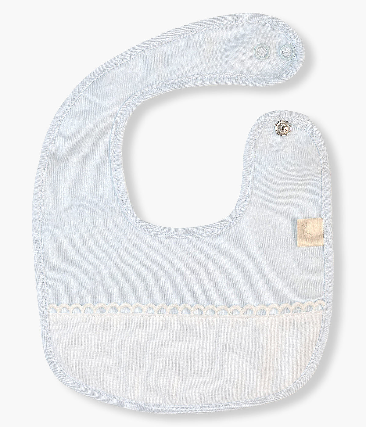 Babete em Algodão Impermeável para Bebé - Azul e Branco