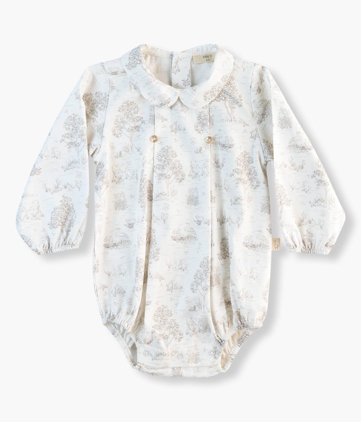 Fofo Algodão com Gola Toile de Jouy para Bebé - Pérola