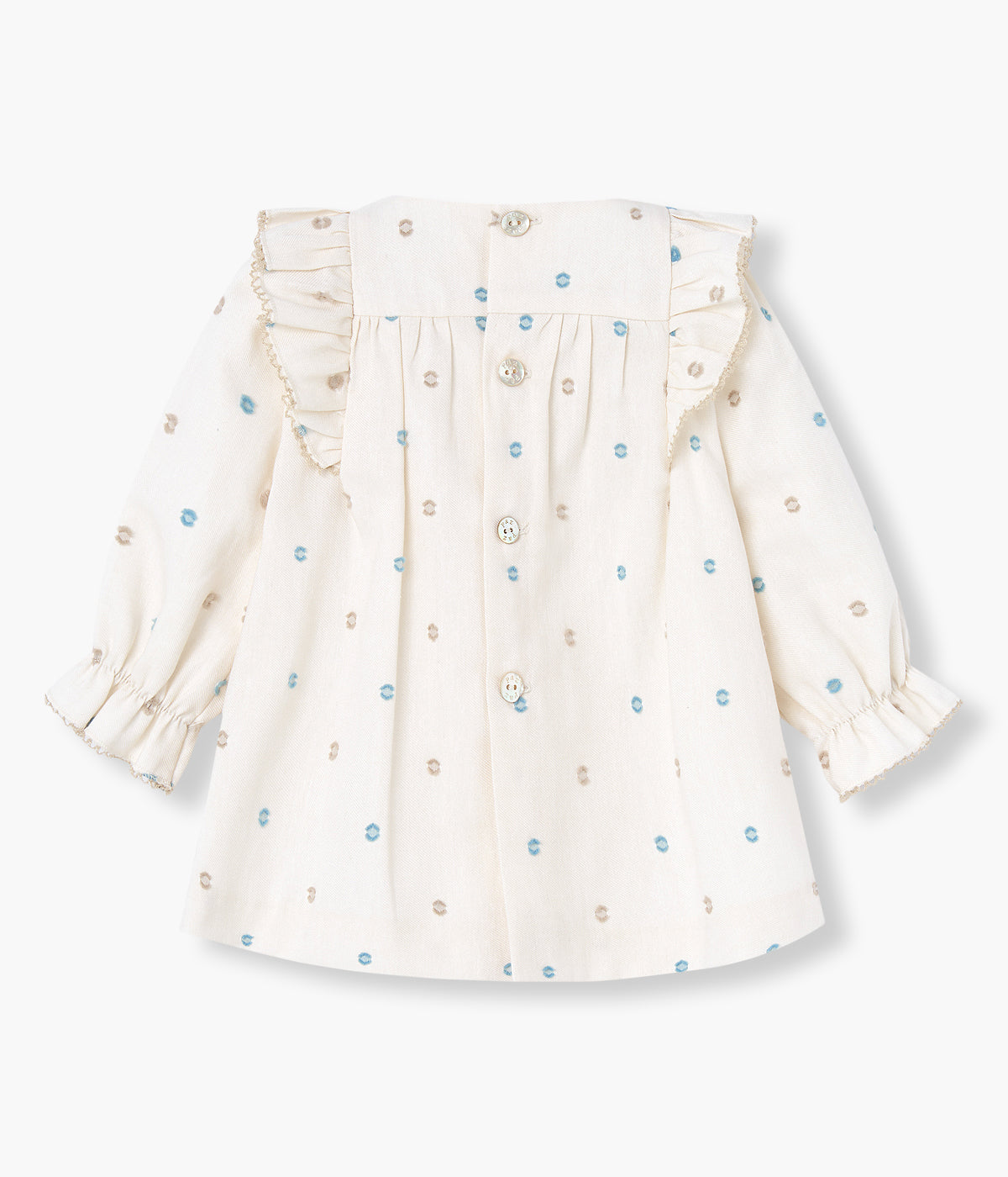 Vestido c/ Tapa Fraldas em Algodão Pintas Bebé Menina - Bege