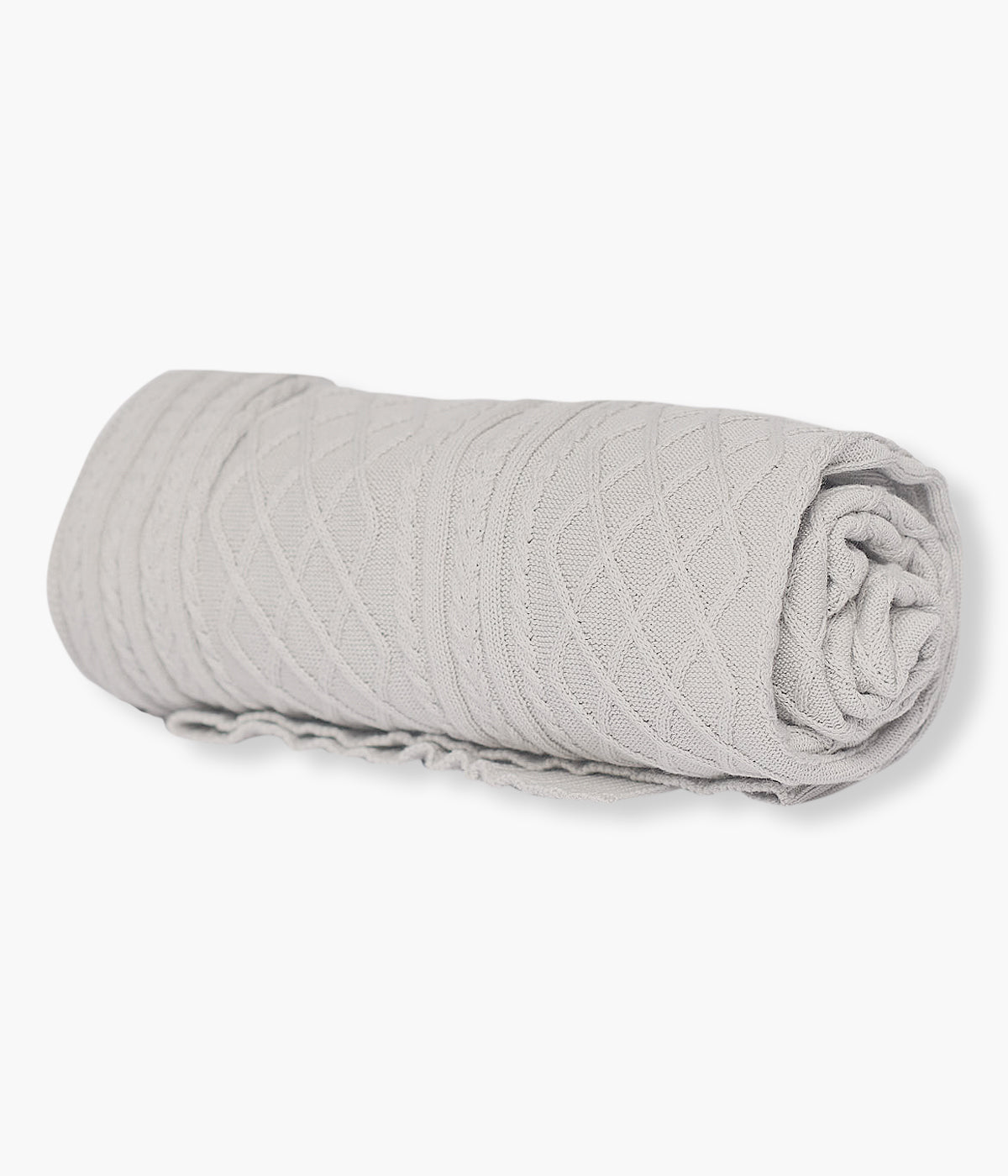 Manta em malha de algodão orgânico cinza da Wedoble para bebé e recém-nascido(a). Suave manta de formato retangular com detalhes na malha.