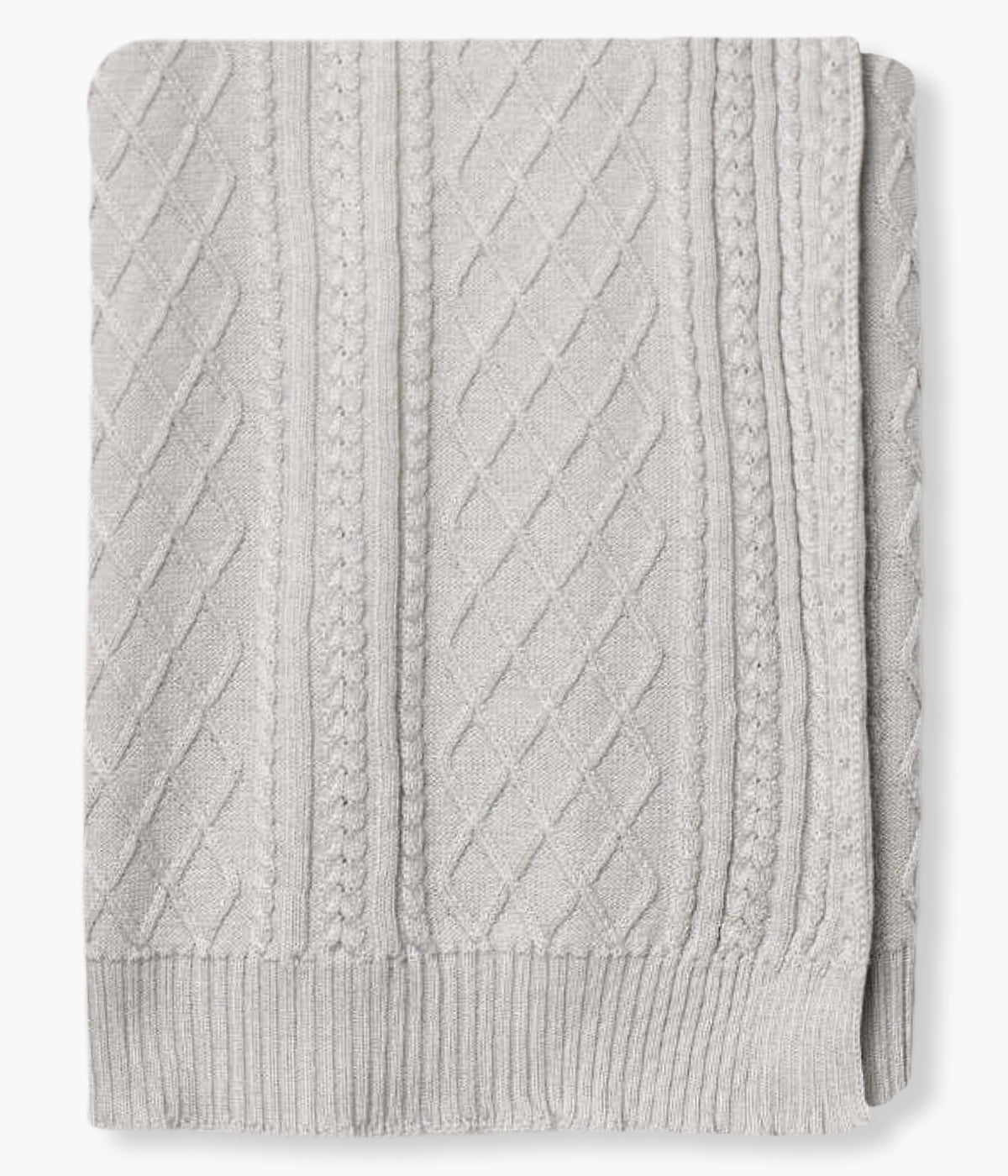 Manta em malha de algodão orgânico cinza da Wedoble para bebé e recém-nascido(a). Suave manta de formato retangular com detalhes na malha.