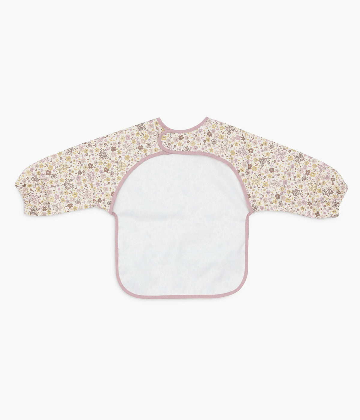 Babete impermeável pérola com mangas com padrão floral em tons de bege e rosa da Jollein para bebé menina. Babete com mangas e bolso perfeita para a bebé utilizar nas refeições ou em outras atividades. Graças ao fecho em velcro, esta babete adapta-se tanto a bebés como a crianças pequenas.