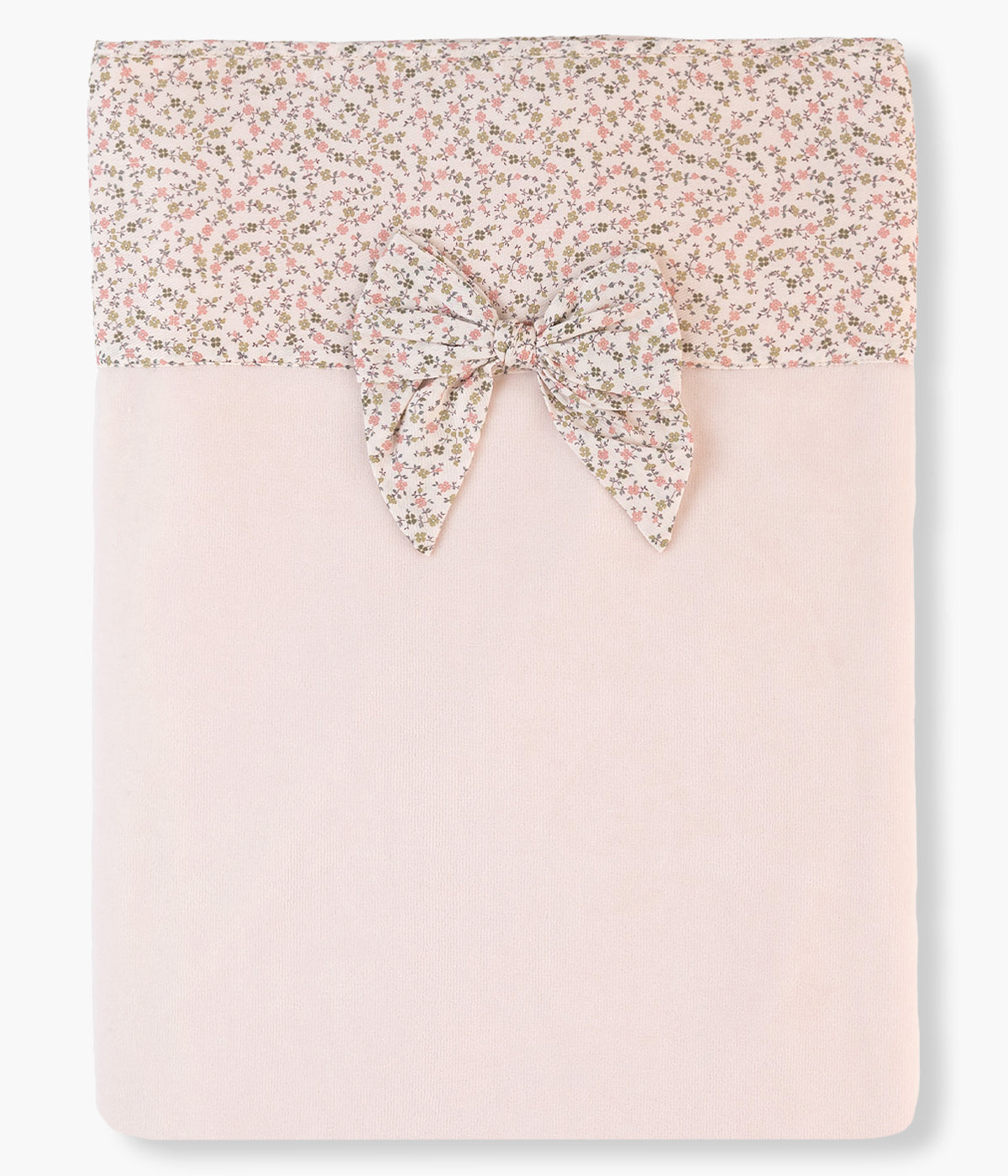 Manta em Veludo c/ Laço Floral para Bebé Menina - Rosa