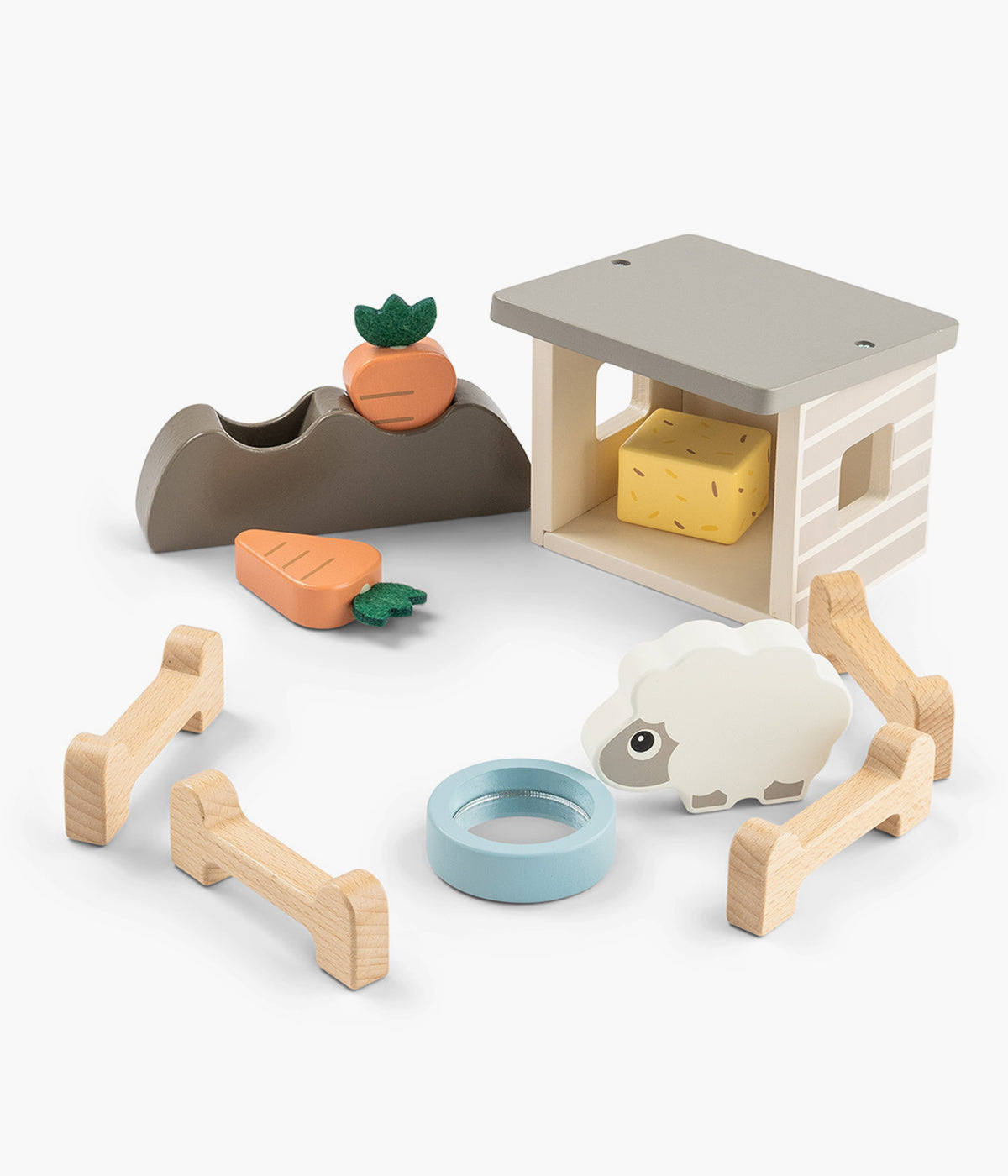 Descubra o encanto do mundo rural com a adorável Casa da Ovelha Sheepy Tiny Farm da Done by Deer feito em madeira sustentável, um conjunto de brincar que desperta a curiosidade, a imaginação e o amor pela natureza. Projetado para bebés e crianças a partir dos 24 meses, este brinquedo educativo combina diversão e aprendizagem num só produto.