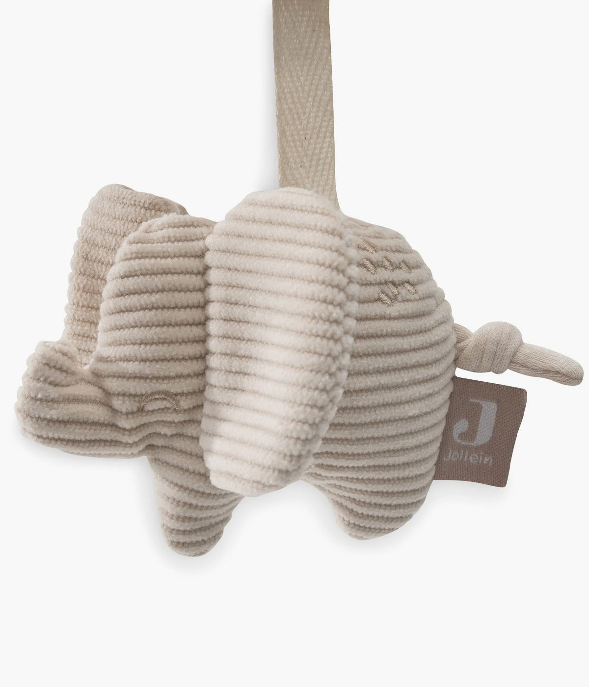 Espiral de Atividades Elephant Tales da Jollein para bebé com três adoráveis elefantes em diferentes texturas: veludo, canelado e orelhas xadrez. Estimula os sentidos, promove o desenvolvimento motor e prende-se facilmente ao ovo, carrinho ou berço.