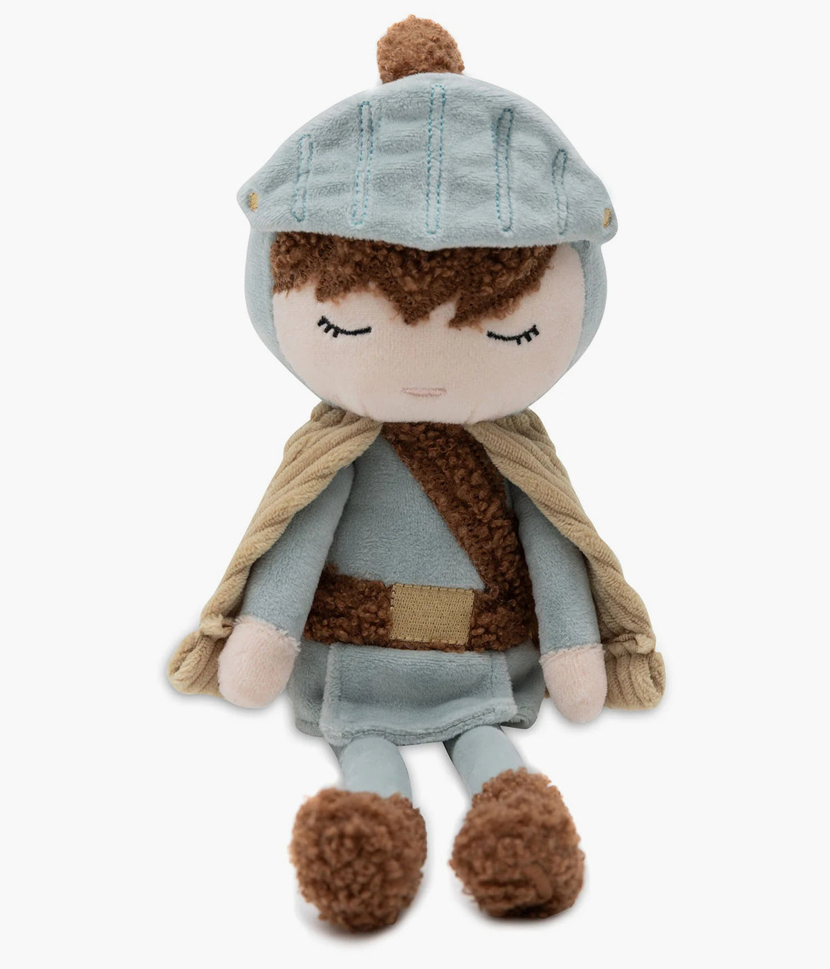 Peluche Cavaleiro Duke da Jollein em tons de azul para bebé menino. Com 34 cm de comprimento e um toque extremamente suave, este boneco foi criado a pensar nos primeiros abraços, nas noites mais calmas e nas brincadeiras cheias de imaginação.