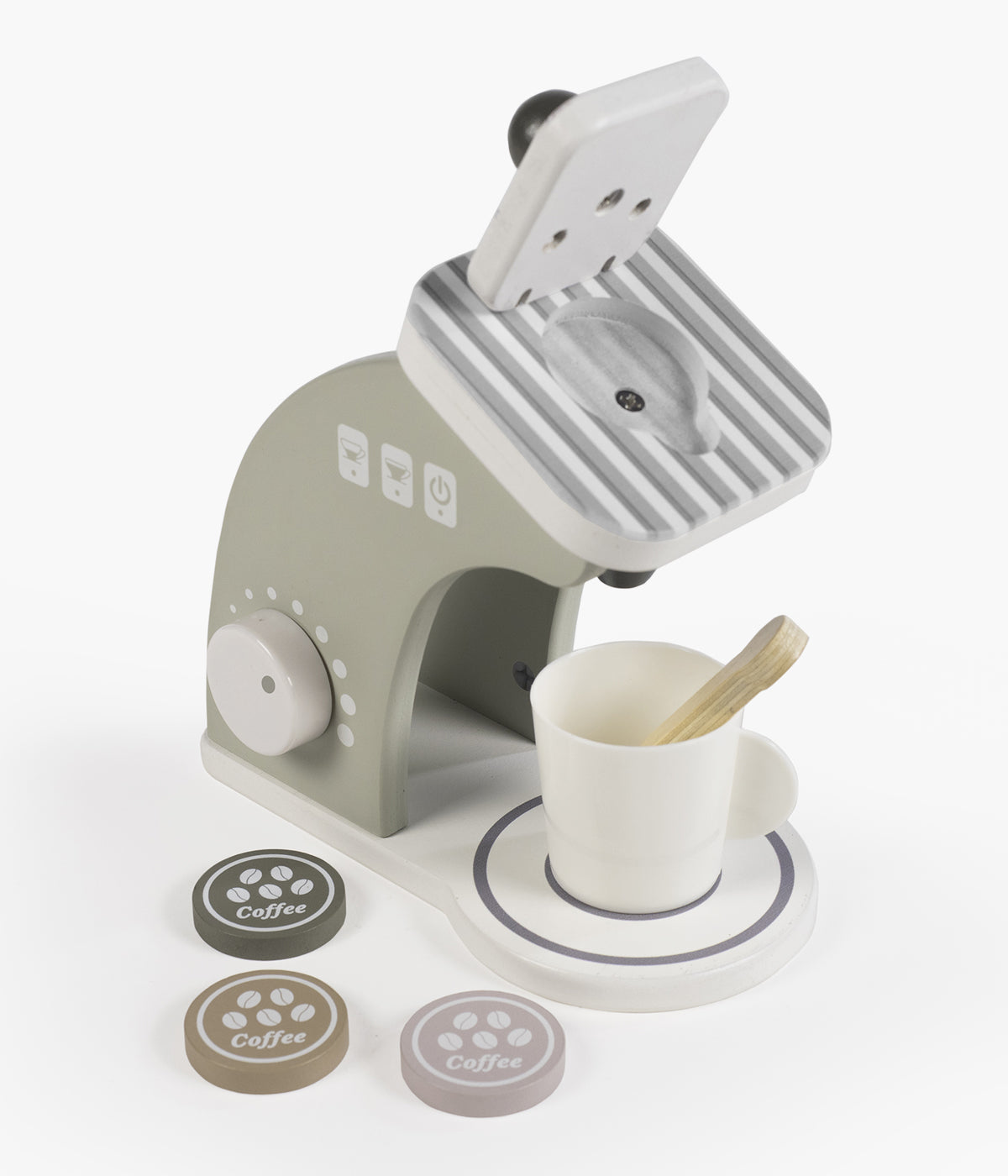 Transforme o momento de brincar numa deliciosa experiência de imaginação com a encantadora Máquina de Café de Brincar em Madeira da Walking Mum. Ideal para crianças a partir dos 24 meses, este brinquedo educativo e sustentável composto por 6pc convida os mais pequenos a explorar o mundo da cozinha enquanto desenvolvem competências cognitivas e motoras.