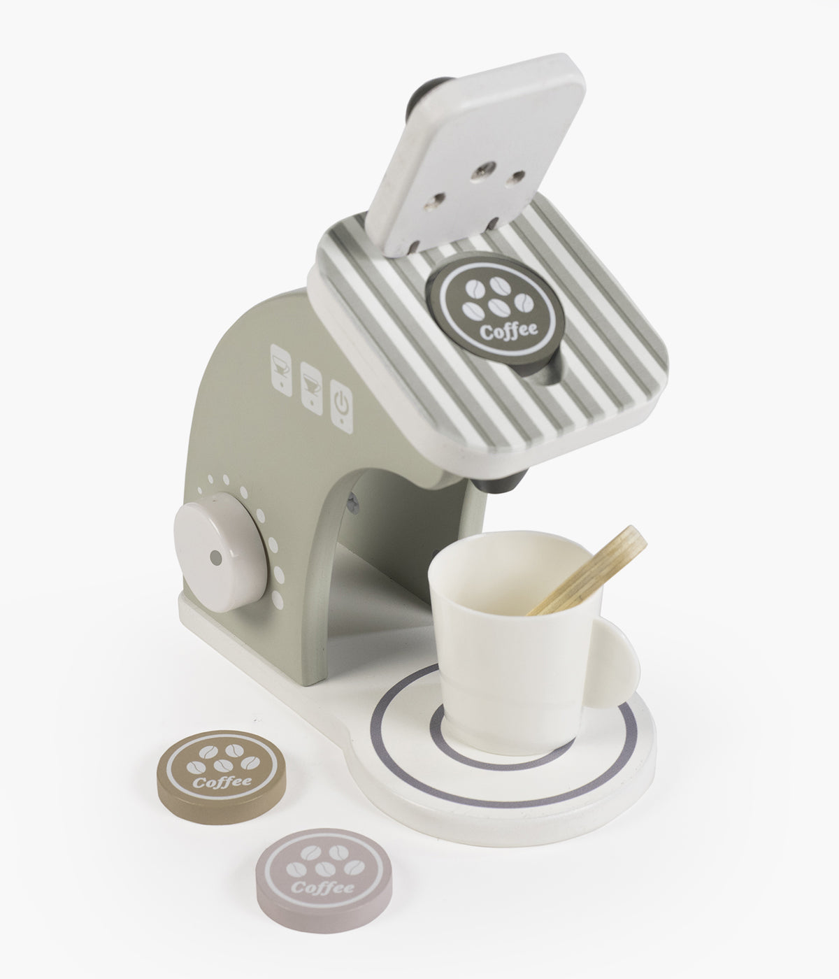 Transforme o momento de brincar numa deliciosa experiência de imaginação com a encantadora Máquina de Café de Brincar em Madeira da Walking Mum. Ideal para crianças a partir dos 24 meses, este brinquedo educativo e sustentável composto por 6pc convida os mais pequenos a explorar o mundo da cozinha enquanto desenvolvem competências cognitivas e motoras.