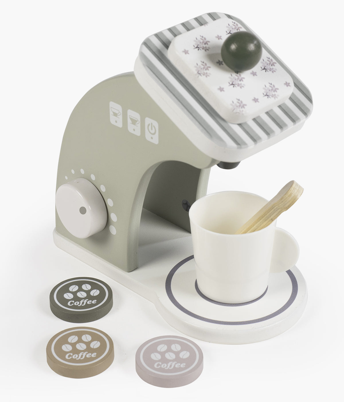 Transforme o momento de brincar numa deliciosa experiência de imaginação com a encantadora Máquina de Café de Brincar em Madeira da Walking Mum. Ideal para crianças a partir dos 24 meses, este brinquedo educativo e sustentável composto por 6pc convida os mais pequenos a explorar o mundo da cozinha enquanto desenvolvem competências cognitivas e motoras.