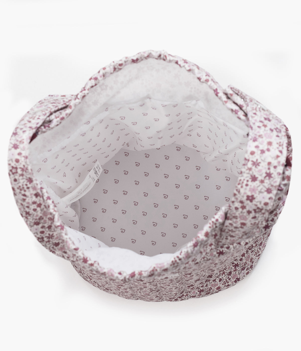Bolsa Bucket Pasito a Pasito Cherry Flowers aberta e vazia.