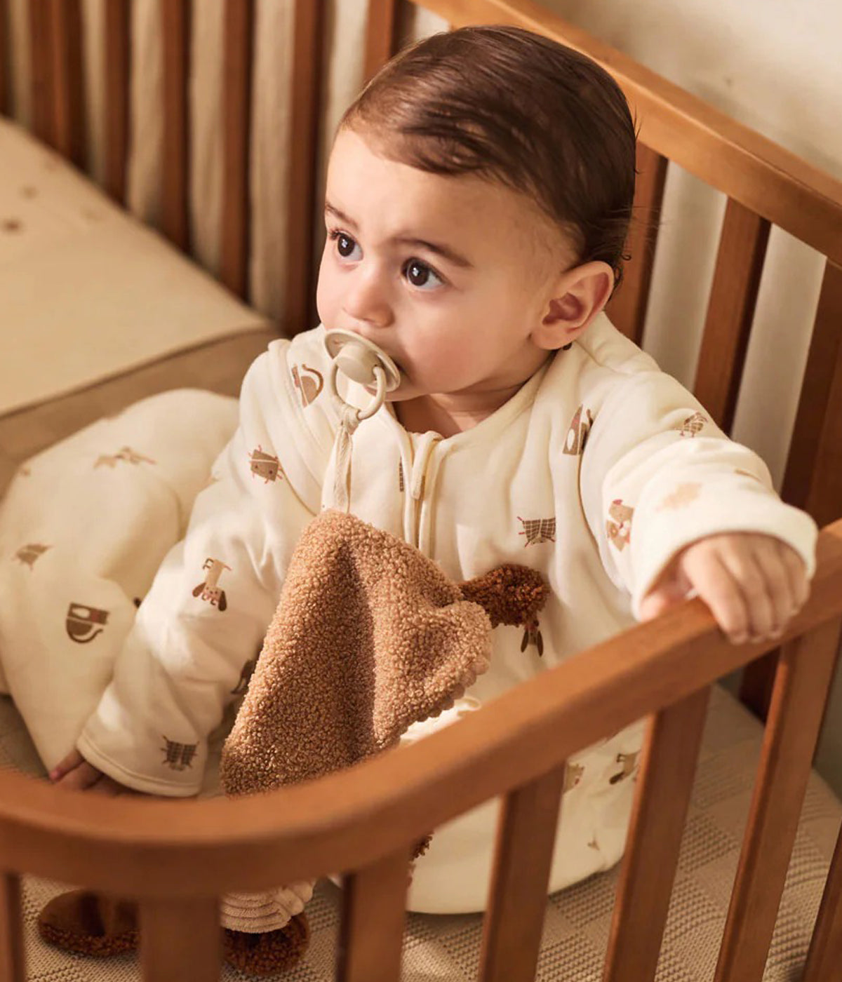 Doudou com Prende Chupetas Cão Diego Jollein Animal Friends