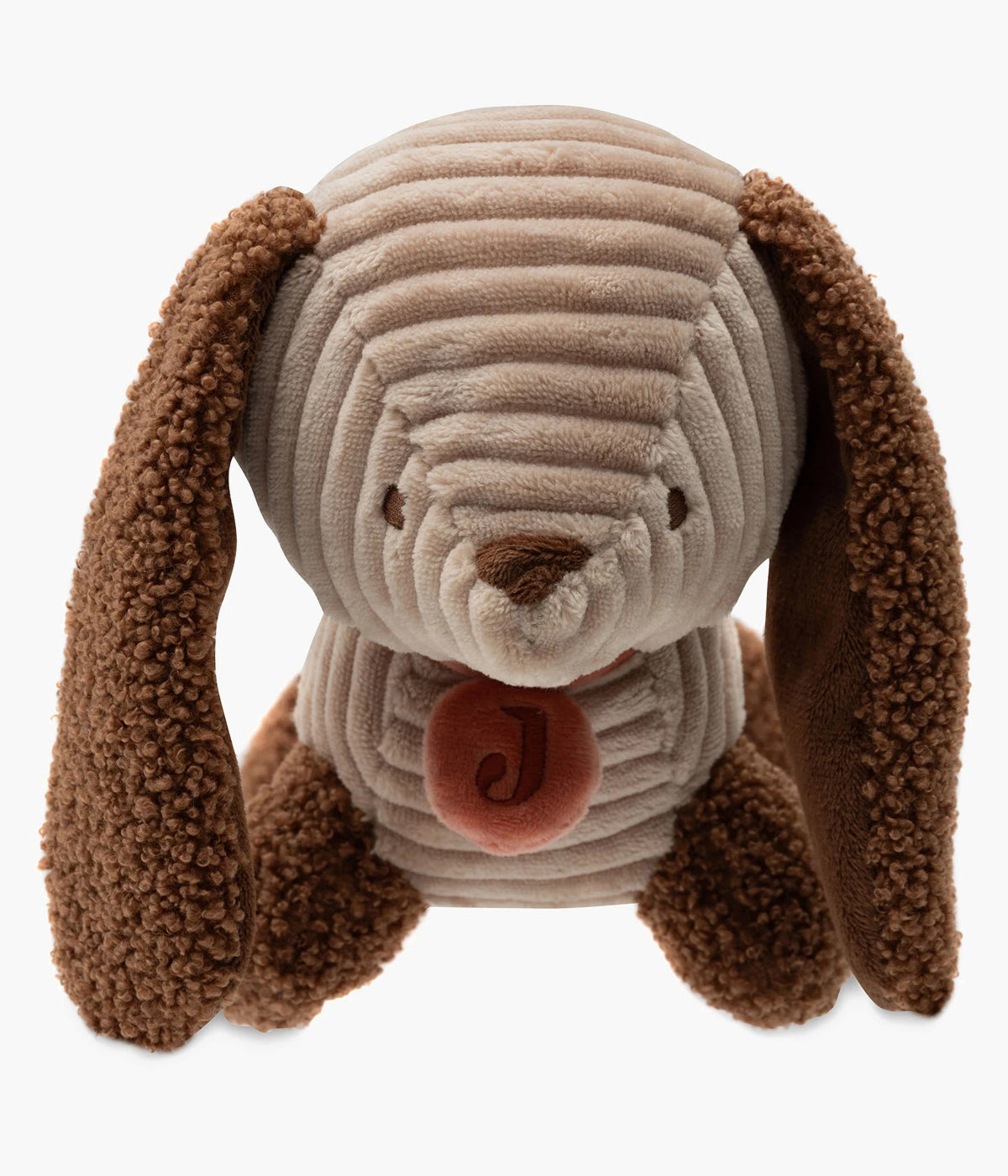 O peluche Cão Diego da coleção Animal Friends da Jollein é o companheiro perfeito para o bebé. Super macio, adorável e feito em tecido canelado bege com orelhas e patas bouclé castanho, é Ideal para aconchegar, brincar e levar para todo o lado.