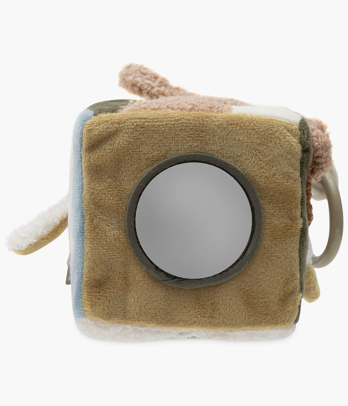 O Cubo de Atividades Sensorial Tiny Park da Jollein estimula os sentidos do bebé com animais adoráveis, sons crocantes e um pequeno espelho. Um brinquedo suave, educativo e perfeito para explorar em qualquer lugar.