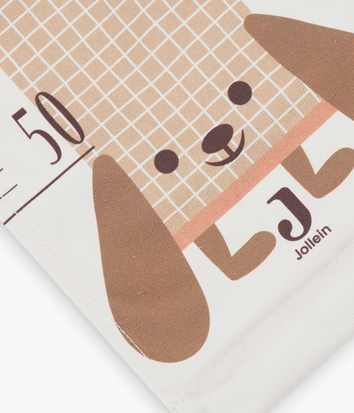 Acompanhe o crescimento do bebé com a régua de crescimento Animals Friends da Jollein, em tom de bege e pérola com o amoroso cão Diego. Um toque decorativo e funcional para o quarto!