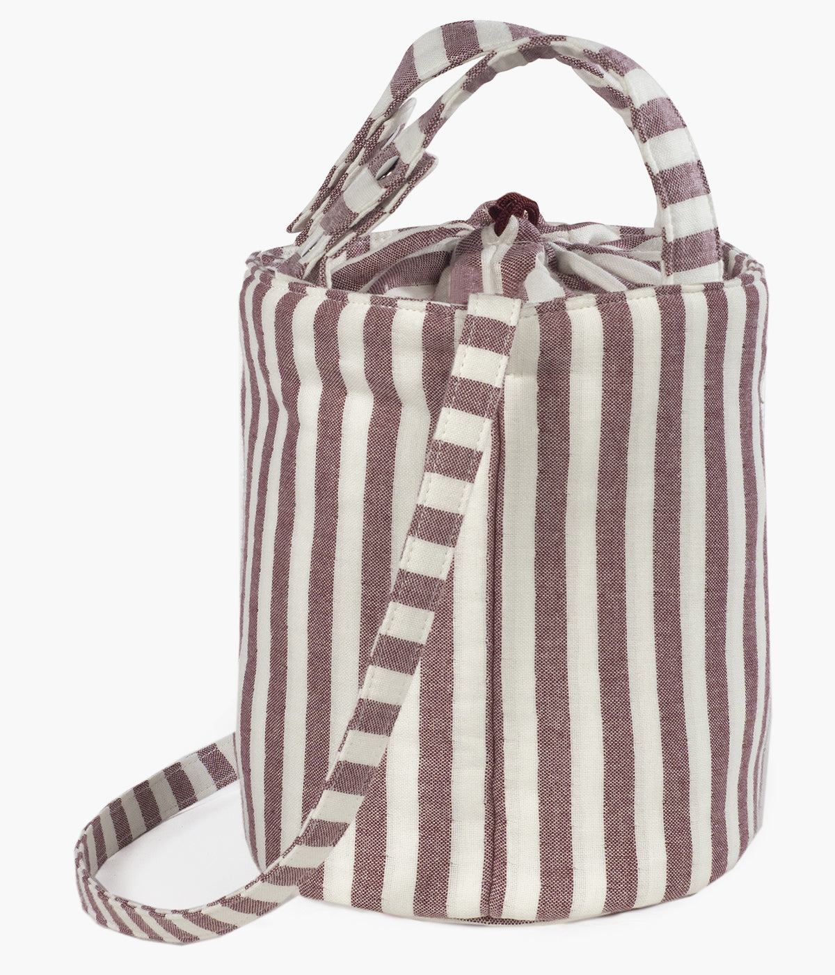 Bolsa Bucket Pasito a Pasito Cherry Strips vista de lado.