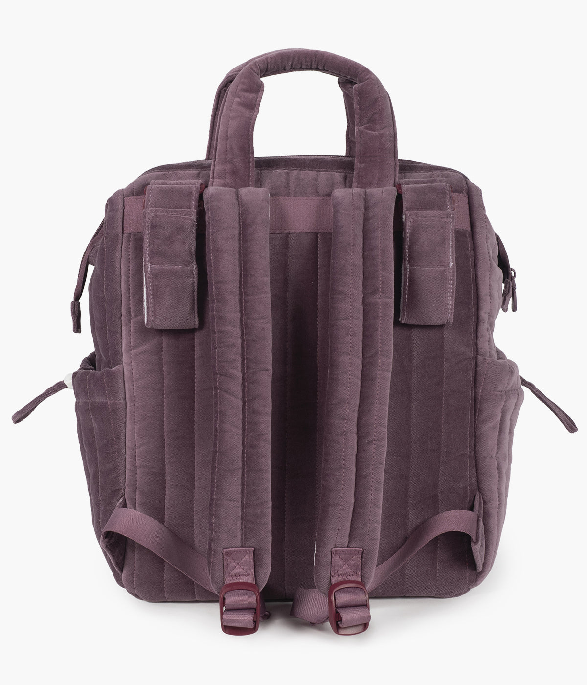 Mochila de maternidade Cherry Velvet da Pasito a Pasito vista de trás.